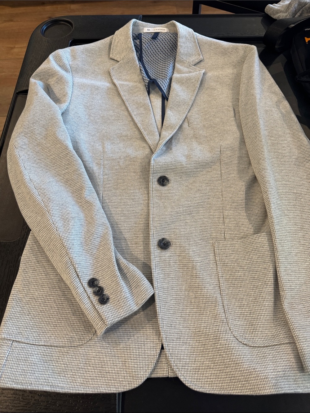 7 Diamonds Light Gray Textured Knit Blazer Jacket